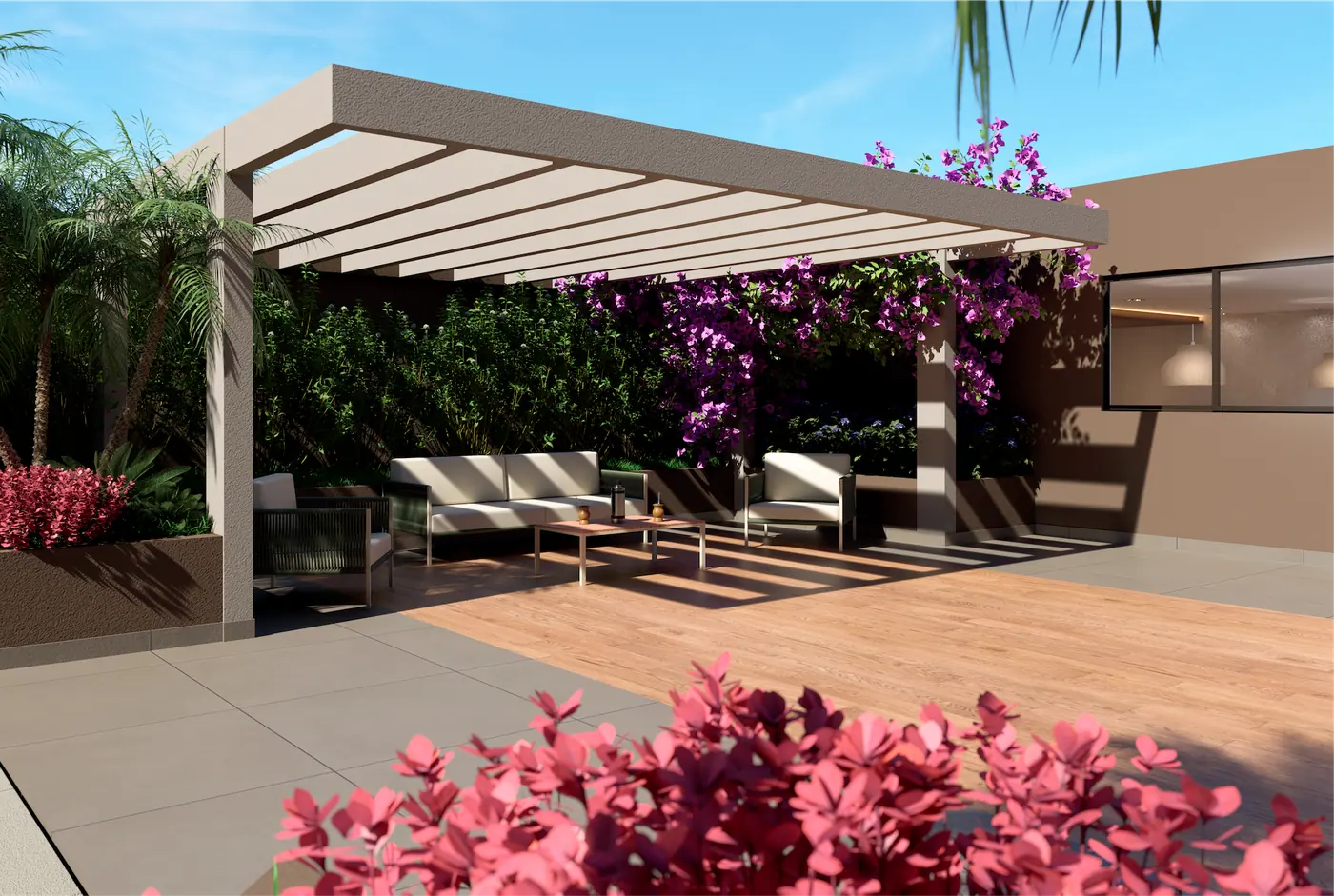 Deck com pergolado